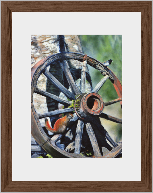 Neighbors - Old Wagon Wheel - 4 Framing Options - Ready to Hang. 8.5 " x 11' (Frame size)