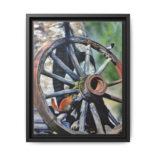 Framed Wagon Wheel Canvas Art - Rustic Country Wall Décor