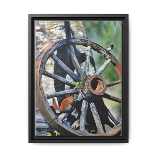 Framed Wagon Wheel Canvas Art - Rustic Country Wall Décor