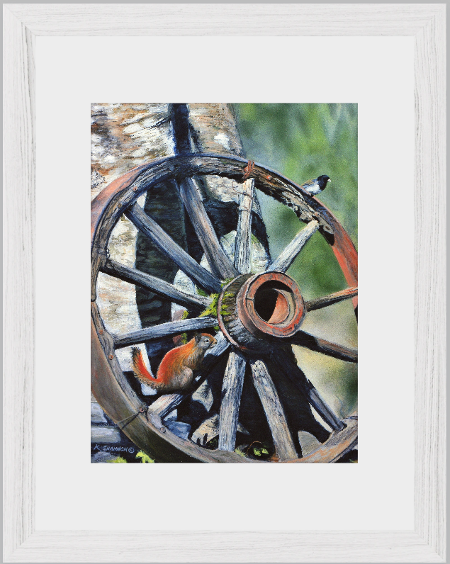 Neighbors - Old Wagon Wheel - 4 Framing Options - Ready to Hang. 8.5 " x 11' (Frame size)