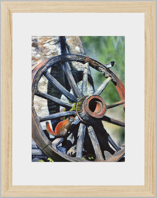 Neighbors - Old Wagon Wheel - 4 Framing Options - Ready to Hang. 8.5 " x 11' (Frame size)